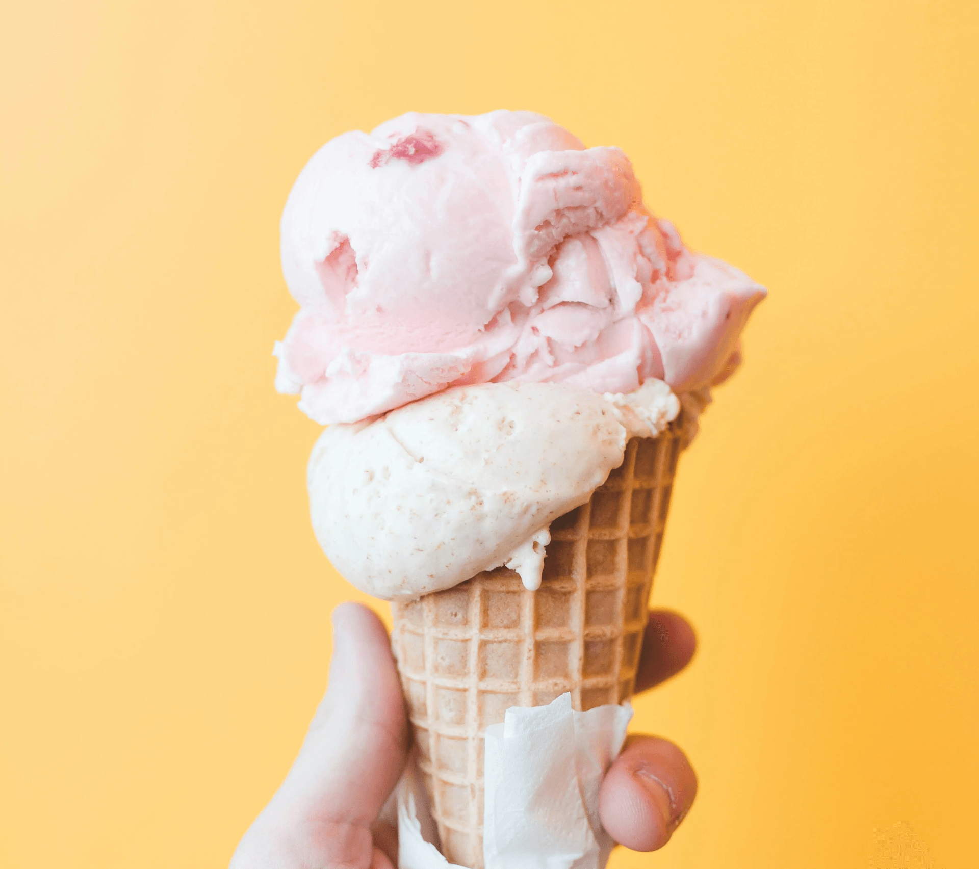 Strawberry ice cream cone