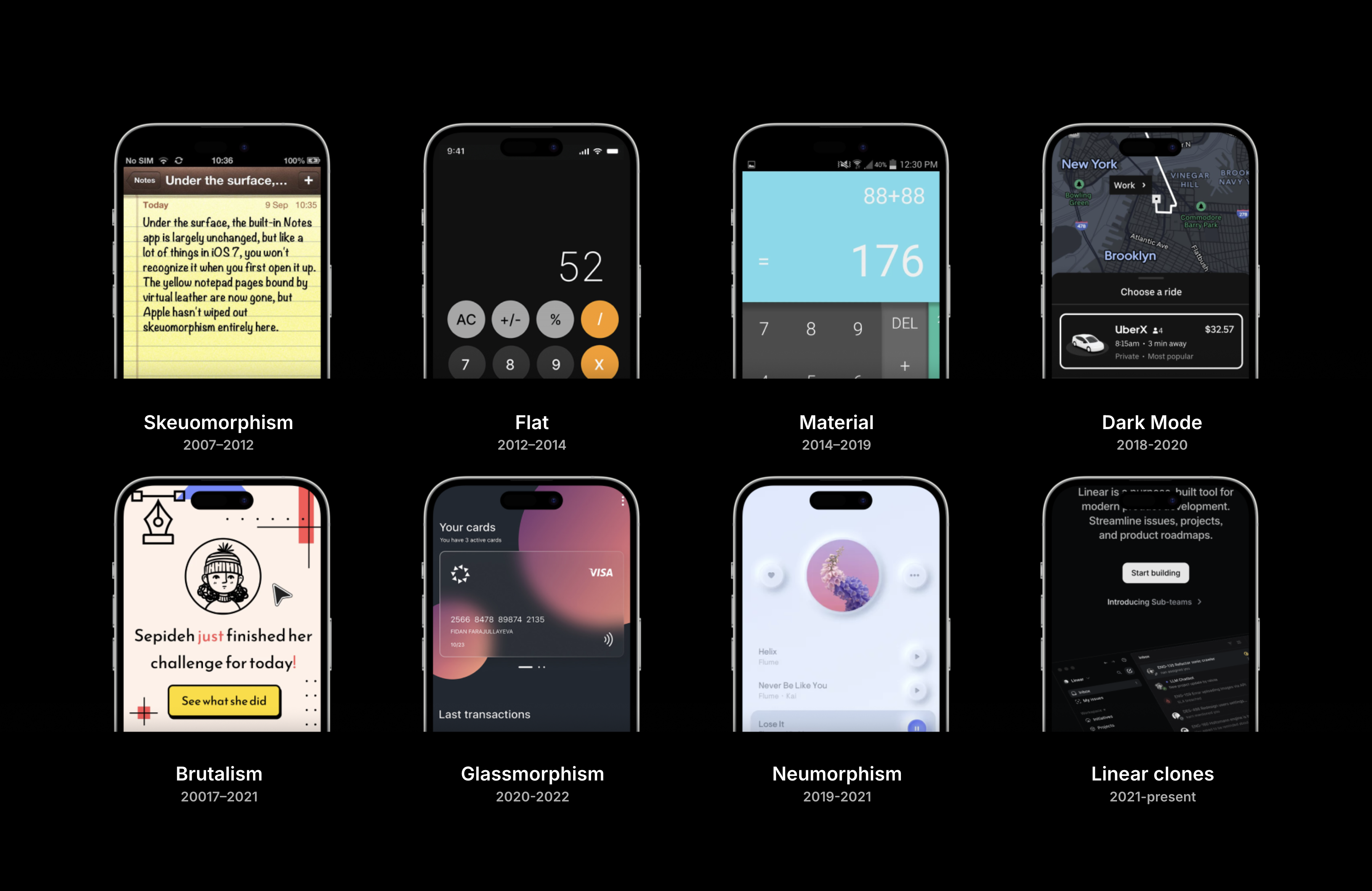 Examples of skeuomorphic interface design