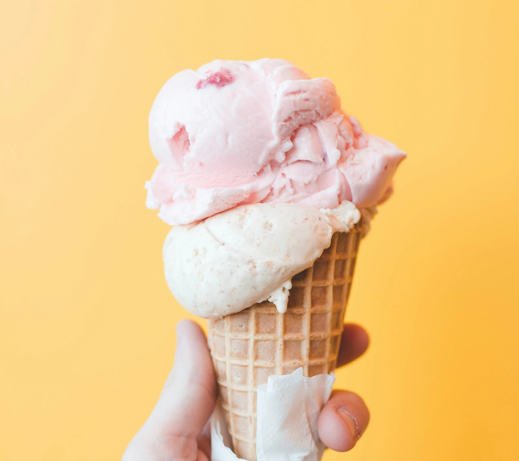 Strawberry ice cream cone